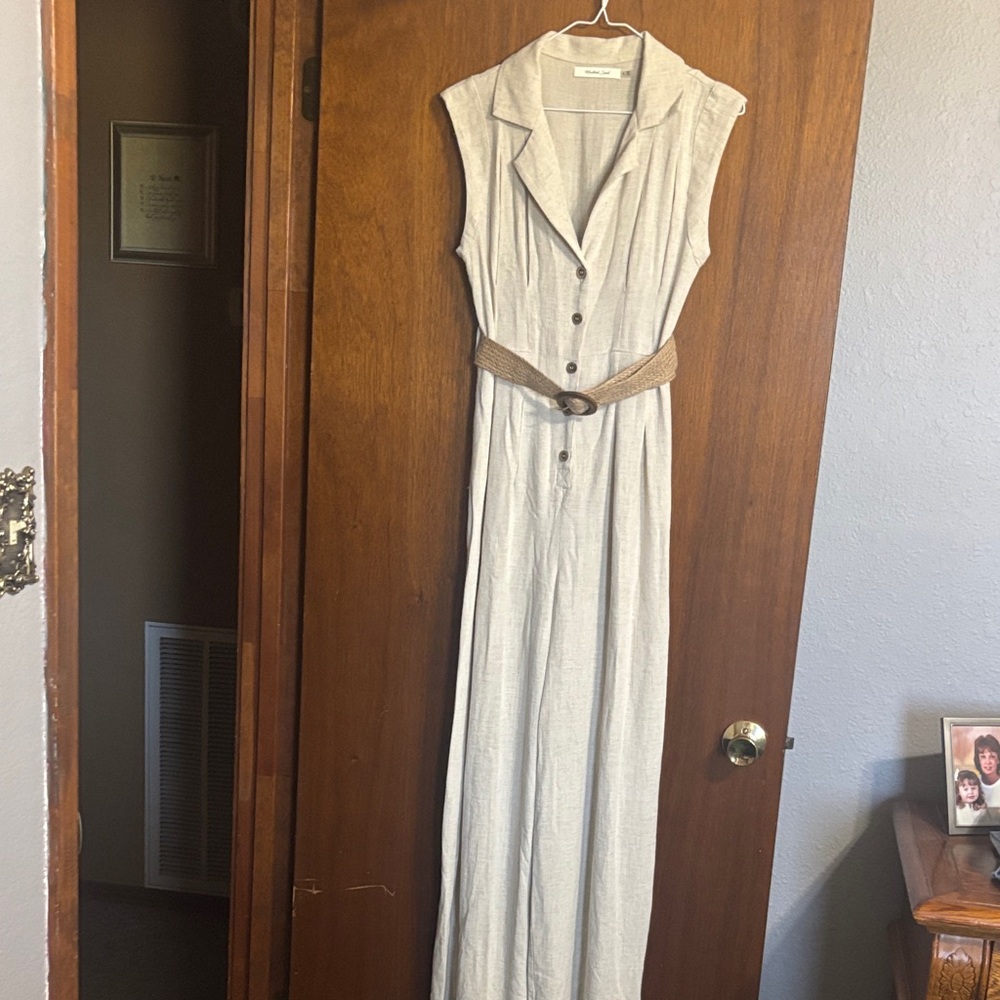 Mustard Seed Gray Maxi Dress with Belt